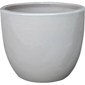 Weißer, glänzender Pflanztopf aus Keramik, 33 cm Durchmesser, für Blumen und Pflanzen.
