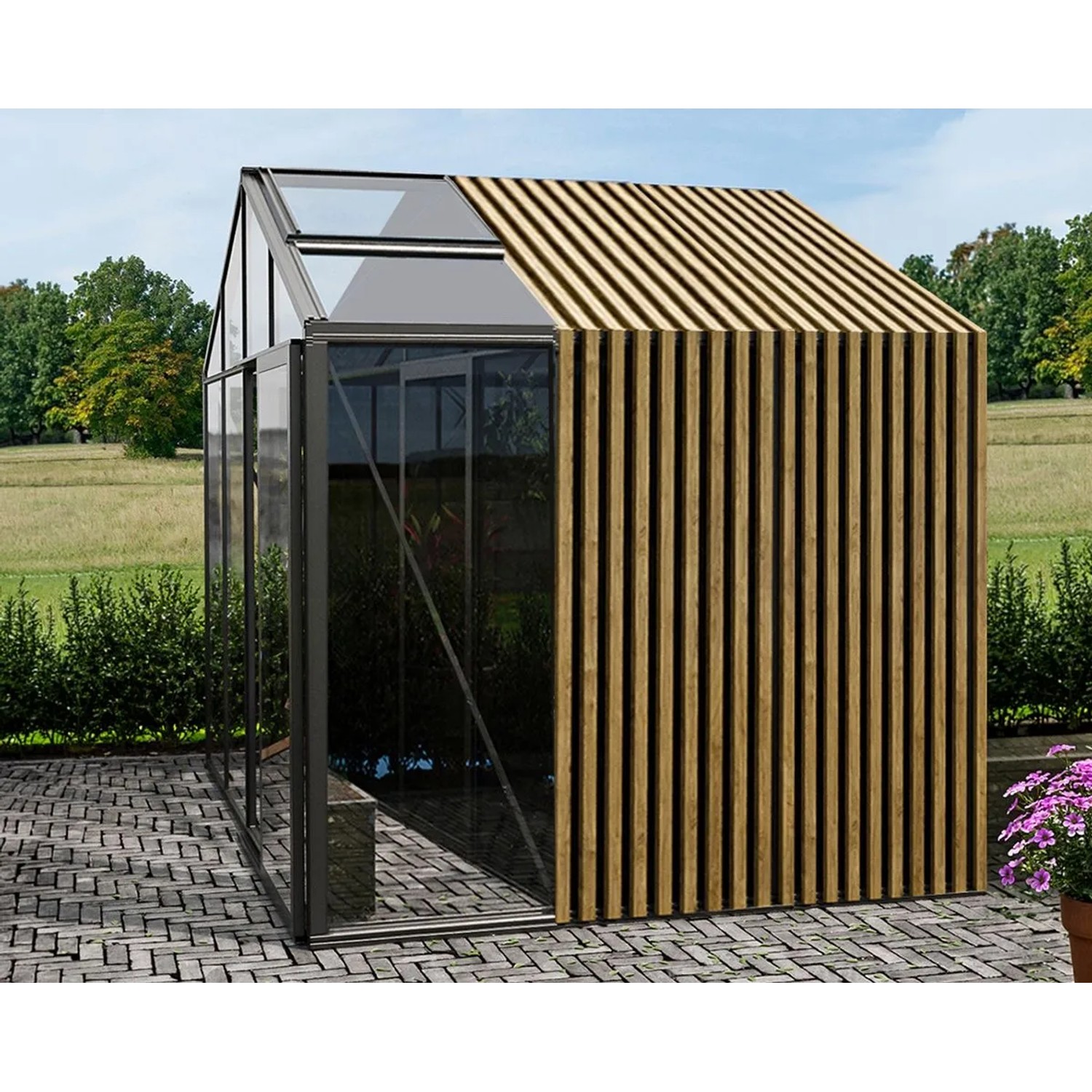 Bloomcabin Premium-Qualität Gewächshaus Klassik mit Mittlerem Integriertem Stauraum mit Accoya-Fusion GHCMSAF9