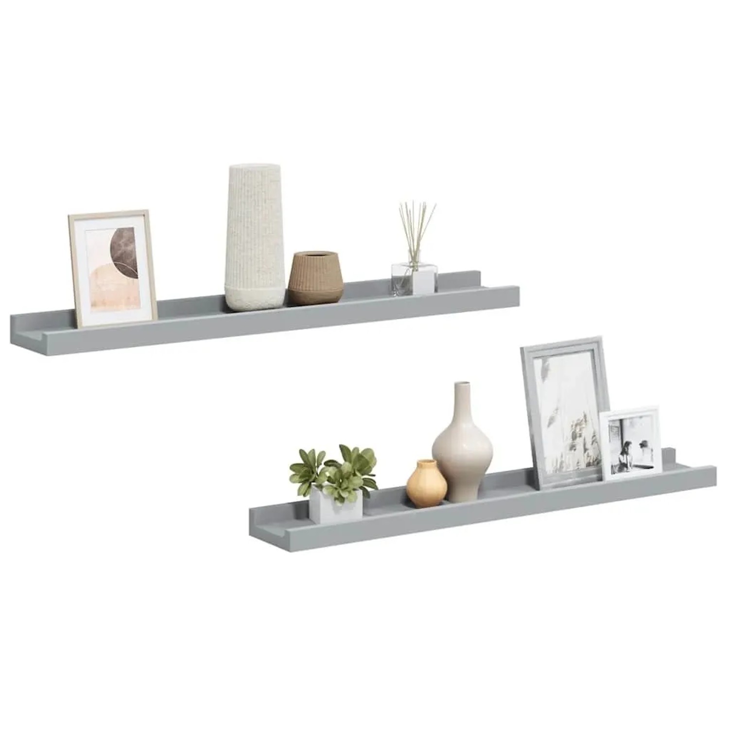 vidaXL Bilderleisten 2 Stk Grau 60x9x3 cm MDF 323935
