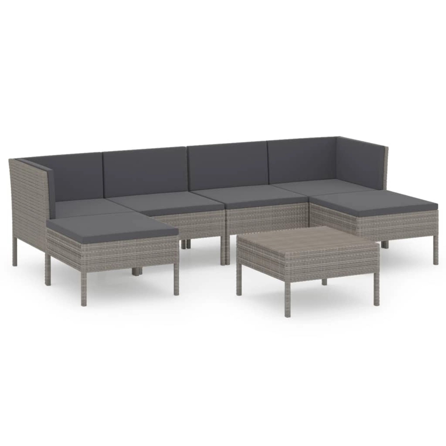 7-tlg. Garten-lounge-set Mit Auflagen Poly Rattan Grau günstig online kaufen