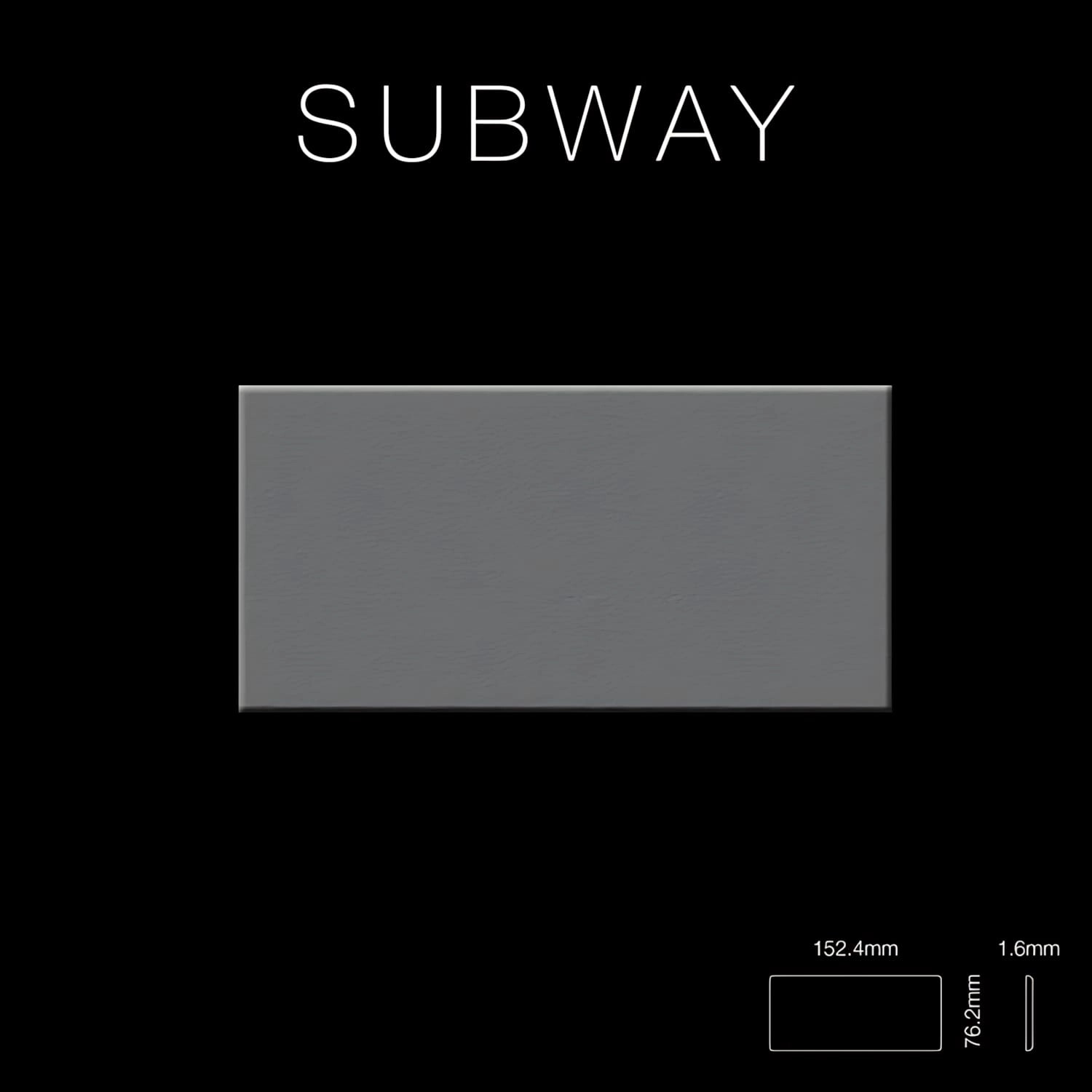 Matte, graue Mosaikfliese aus Edelstahl im Subway-Stil. Ideal für Bad & Küche.