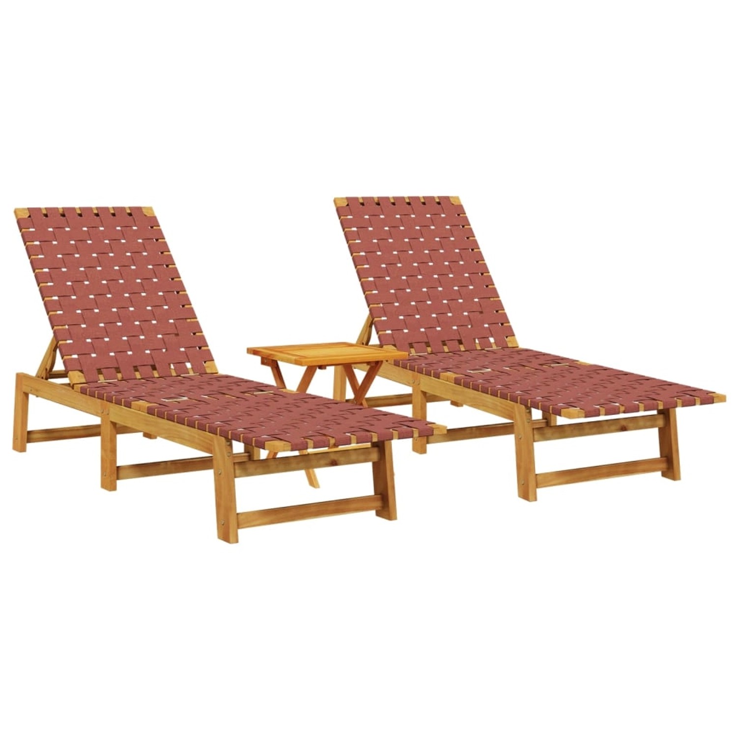 vidaXL Sonnenliegen 2 Stk mit Tisch Rot Massivholz Akazie 3214217 günstig online kaufen