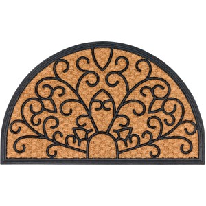 Halbrunde Fußmatte Coco Deluxe Light mit Reliefmuster, 45x75 cm.