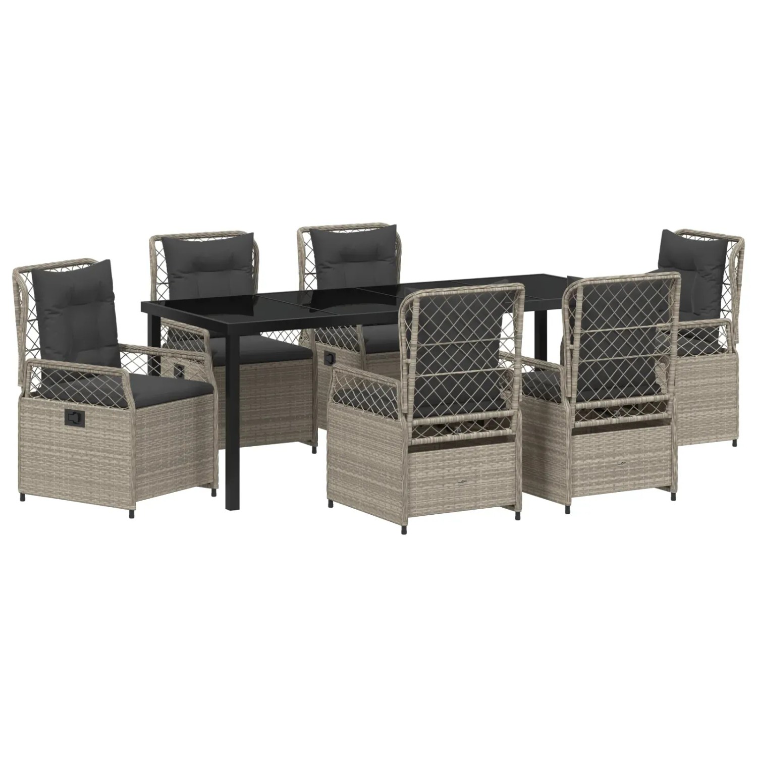 vidaXL Garten Essgruppe 7-Tlg Hellgrau Poly Rattan 3381021