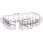 vidaXL Garten-Sofa-Set, 13-teilig, schwarz, Aluminium, mit Maßangaben.
