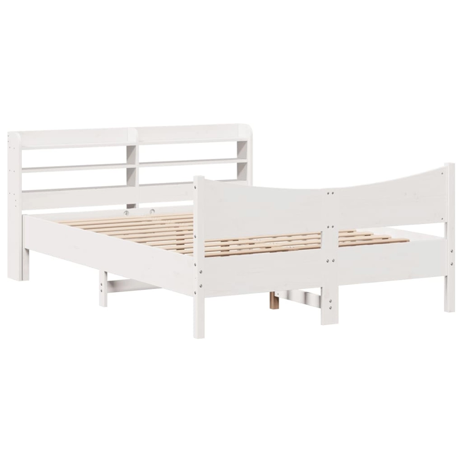 vidaXL Massivholzbett mit Kopfteil Weiß 135x190 cm Kiefer 3307060