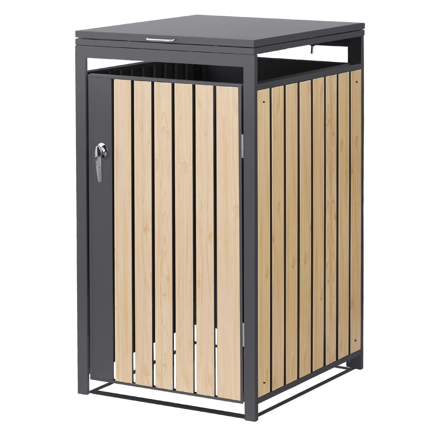 Ml-Design Mülltonnenbox 1er 68x80x120 cm Anthrazit-Holzoptik