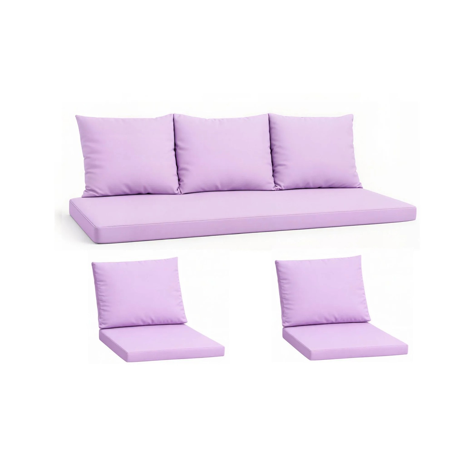 Setgarden Komfort Set Gartenloungekissen aus Technorattan-Möbel Kissen für Sofa 140x50 cm + Sessel 1tlg Purple