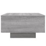 Moderner, grauer Couchtisch mit LED-Beleuchtung, Sonoma Eiche Optik, 55x55x31 cm.