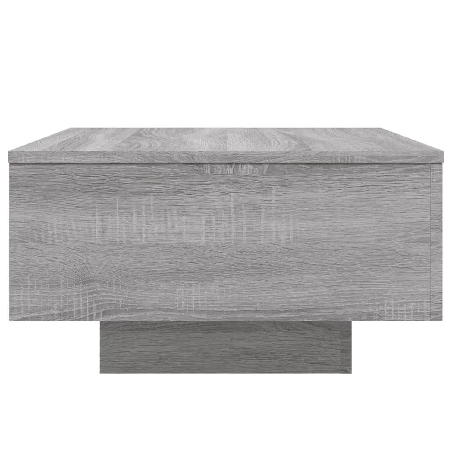 Moderner, grauer Couchtisch mit LED-Beleuchtung, Sonoma Eiche Optik, 55x55x31 cm.