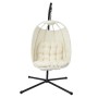 Beiger Svita Nelly Hängesessel mit schwarzem Stahlgestell und bequemer Polsterung. Ideal für Garten, Terrasse & Wohnzimmer.