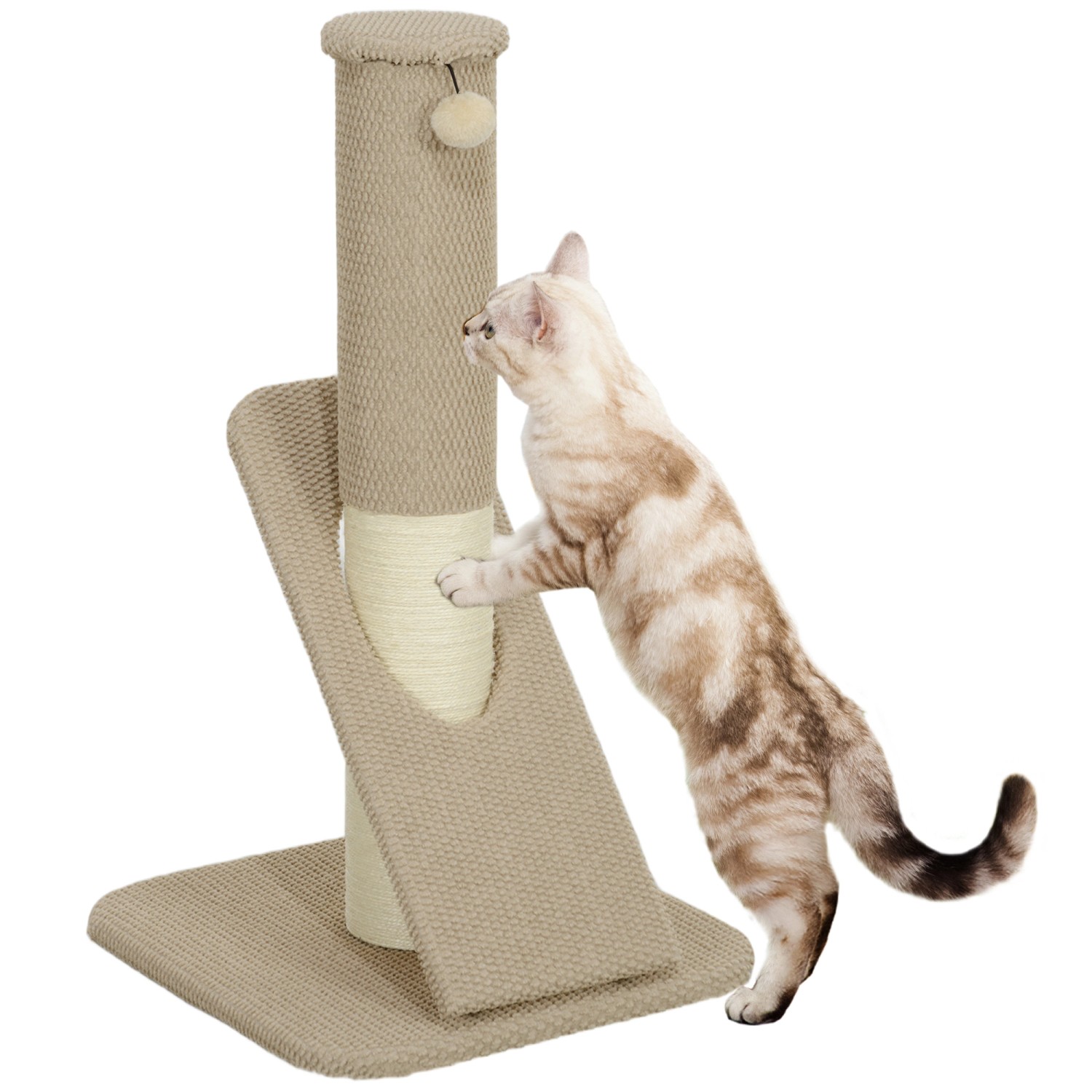 Thumbnail - PawHut Kratzstamm Spanplatte Polyester Braun 48L x 48B x 84H cm