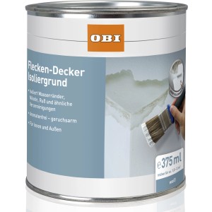Dose OBI Flecken-Decker Isoliergrund, weiß matt, 375ml. Spezialanstrich gegen Flecken und Verunreinigungen.