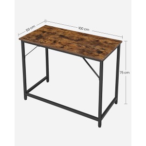 Vasagle Computertisch, 50x100x75 cm, braun-schwarz, im Industrie-Stil. Ideal für Home-Office und Gaming.