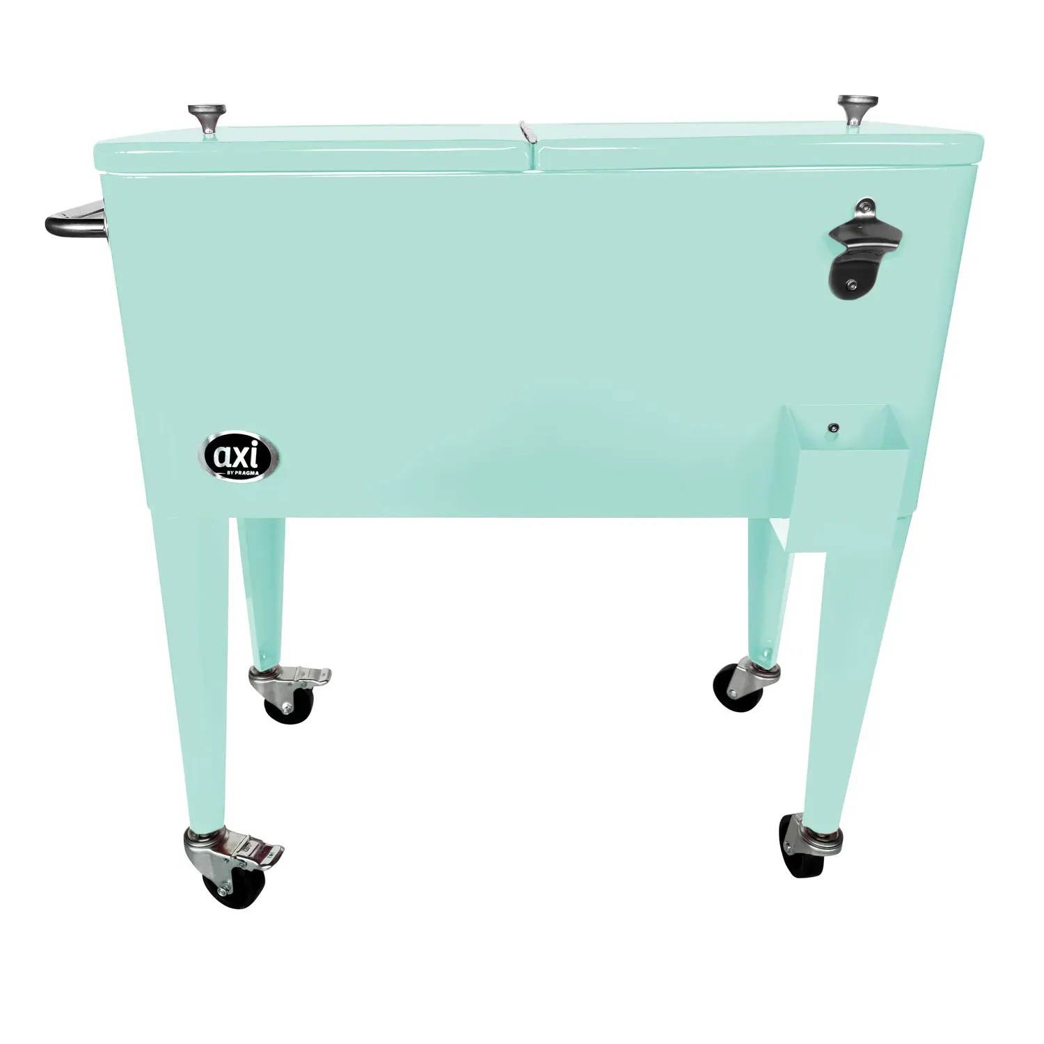 Axi Kühlwagen Retro Mint, 76 l, mit Rollen, Flaschenöffner und Behälter. Ideal für Partys.