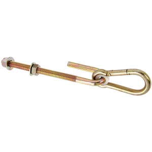 Schaukelhaken M12 x 200 mm, galvanisch verzinkt, mit Karabiner für sichere Schaukelbefestigung.