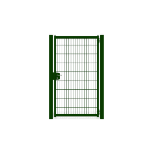 Grüne Zaunguru Gartentür Berlin mit Doppelstabmatte, 183x123cm, Öffnungswinkel 180 Grad.