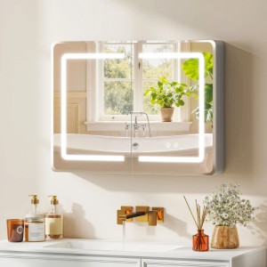 HOMCOM Spiegelschrank 80x60 cm mit LED-Beleuchtung, Entnebelung und Touch-Steuerung im Bad.