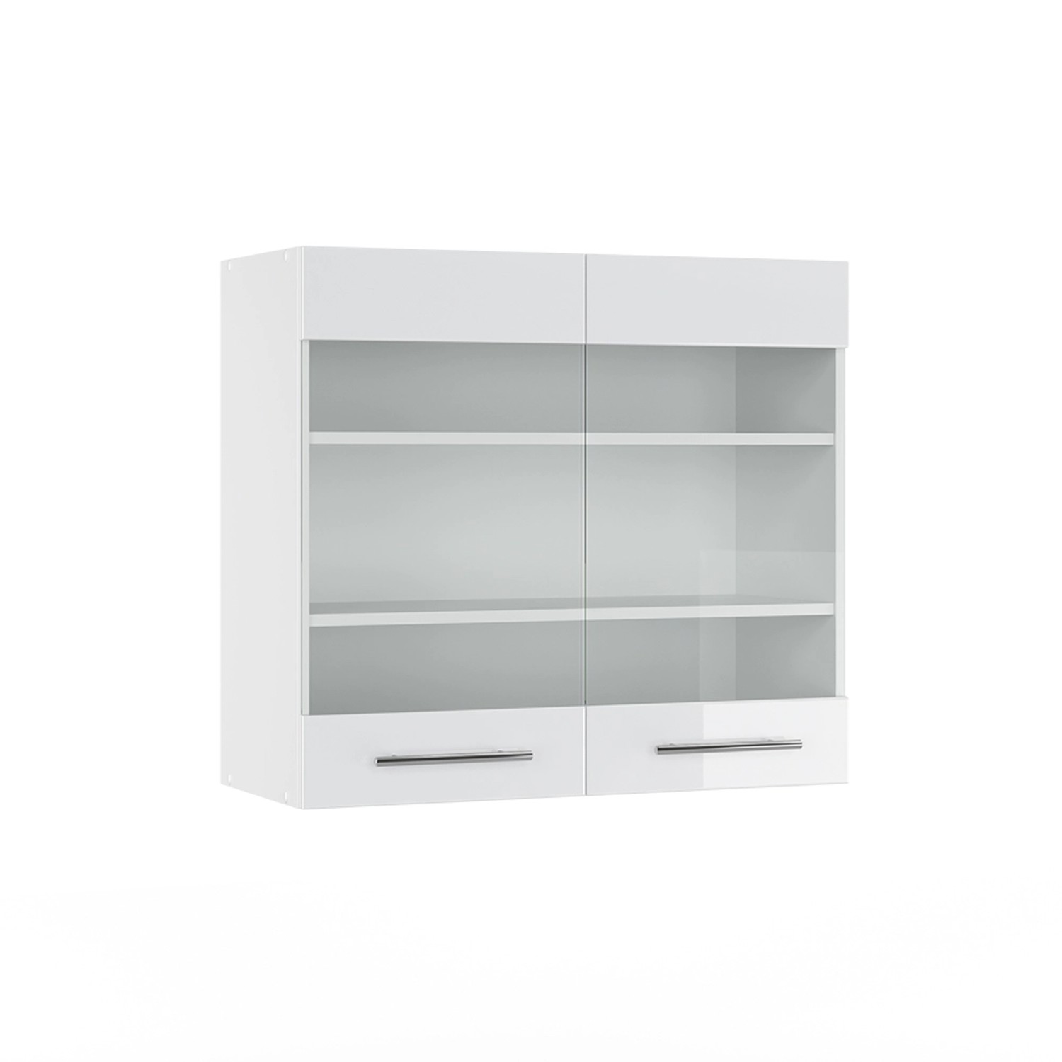 Vicco Küchenglasschrank Fame-Line Glashängeschrank Weiß Hochglanz/Weiß 80 c günstig online kaufen