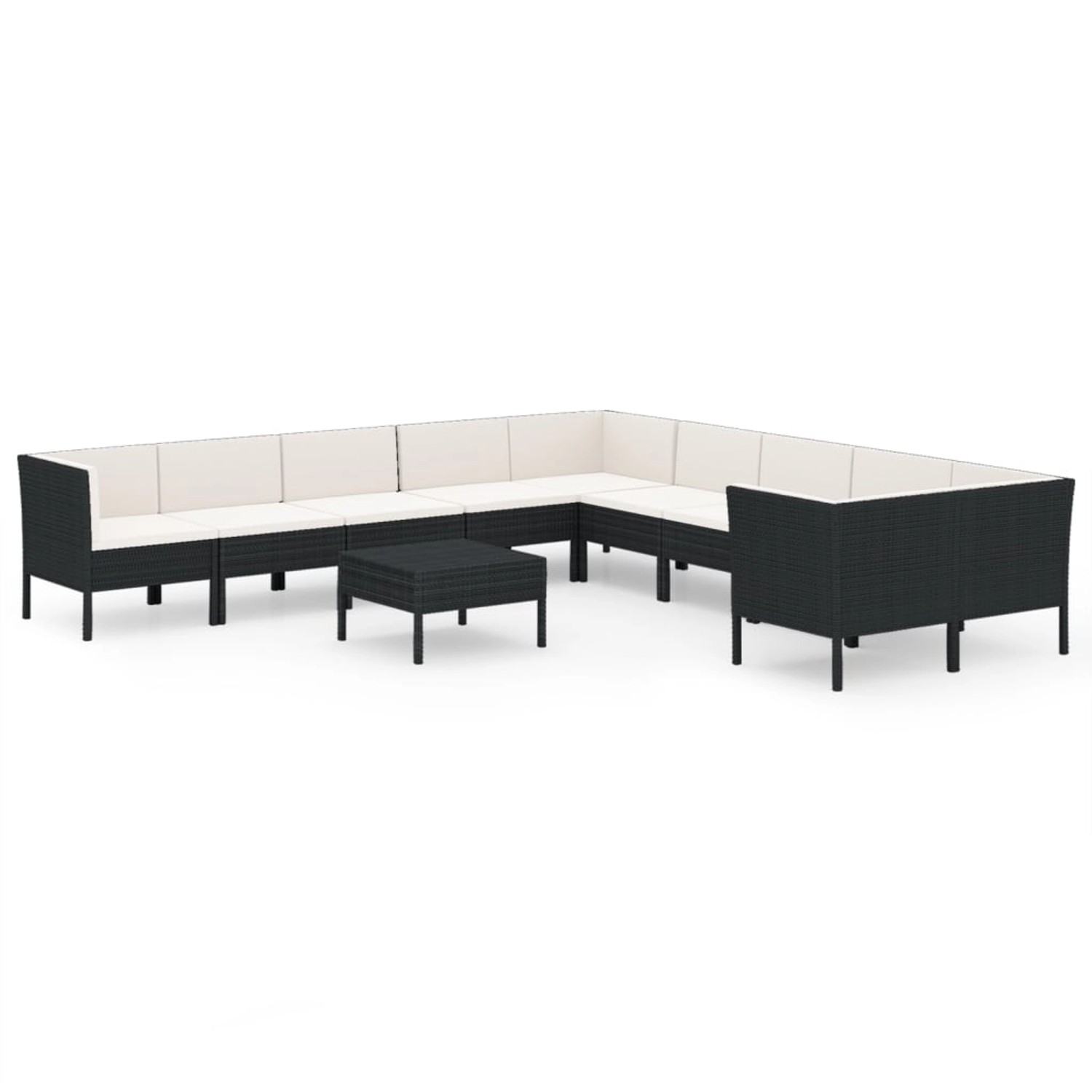 vidaXL 11-tlg Garten-Lounge-Set mit Auflagen Poly Rattan Schwarz Modell 12