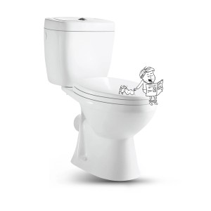 baliv Stand-WC Kombination mit Spülkasten und WC-Sitz, Abgang waagerecht.