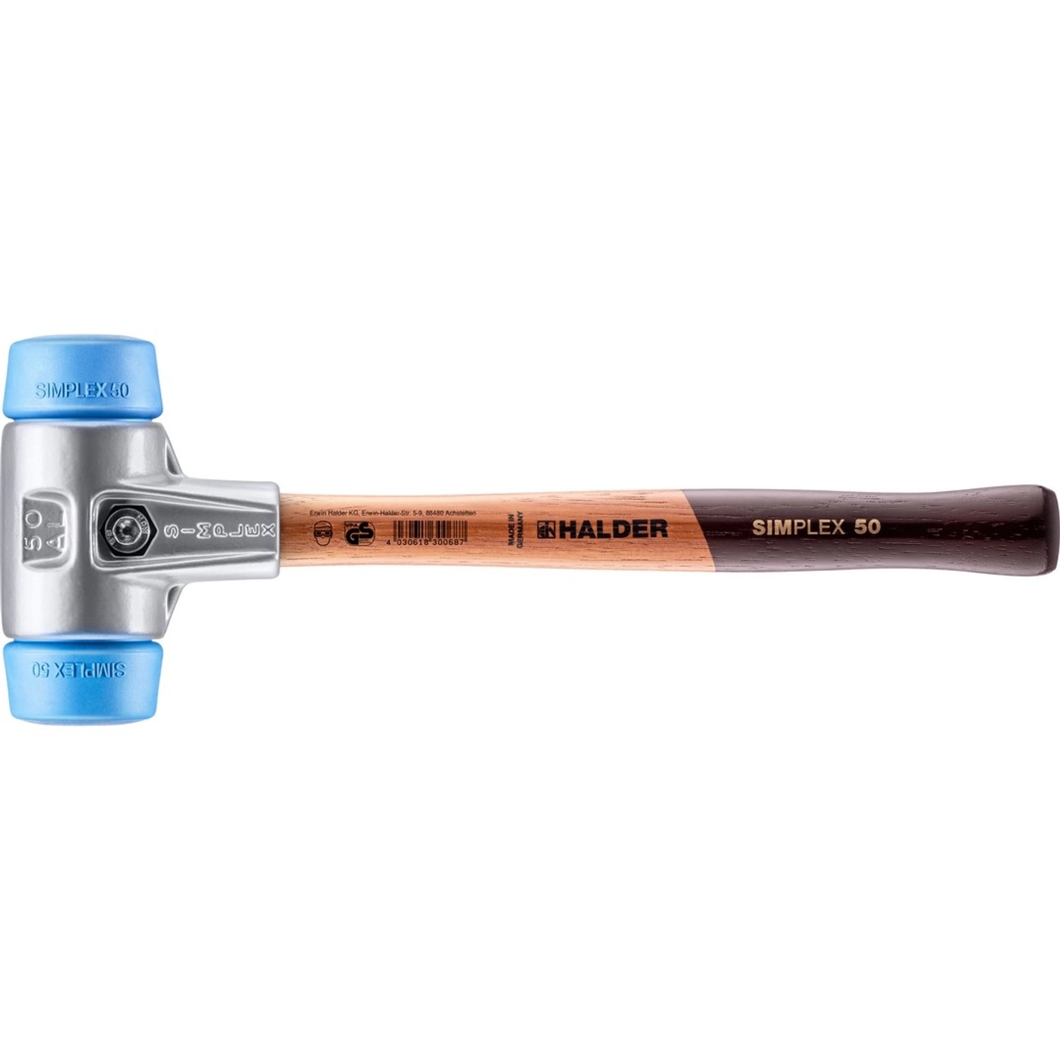 Halder Simplex Schonhammer Ø 50 mm TPE-soft Blau mit Aluminiumgehäuse günstig online kaufen