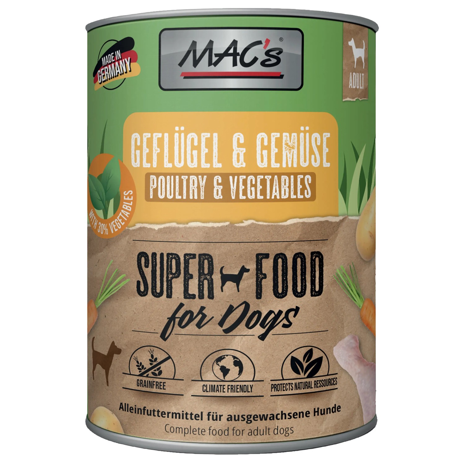 Mac's Dog Hunde-Nassfutter Geflügel & Gemüse 800 g