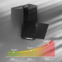 Schwarze CIARRA Kopffreihaube aus Glas mit Touch-Bedienung. Zeigt 3 Leistungsstufen bis 362 m³/h Saugleistung.