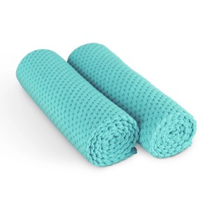 4er-Pack türkise Bestlivings Microfaser Geschirrtücher, 60x40 cm, gerollt.