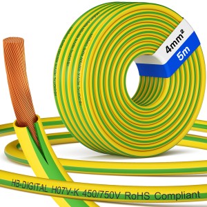 hb-digital 5m PVC Aderleitung H07V-K Erdungskabel 4mm2 Flexibel