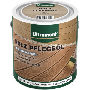 Dose Ultrament Pflegeöl Holz 2,5l, transparent. Holzpflege für Außenbereiche.