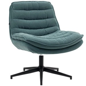 Türkisblauer HOMCOM Bürostuhl mit breiter, gepolsterter Sitzfläche, horizontalen Nähten und schwarzem Drehkreuz für Home-Office.