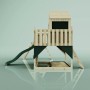 OutdoorToys Spielturm Oscar mit Rutsche, Kletterwand und Babyschaukel, Holz unbehandelt, dunkelgrün.