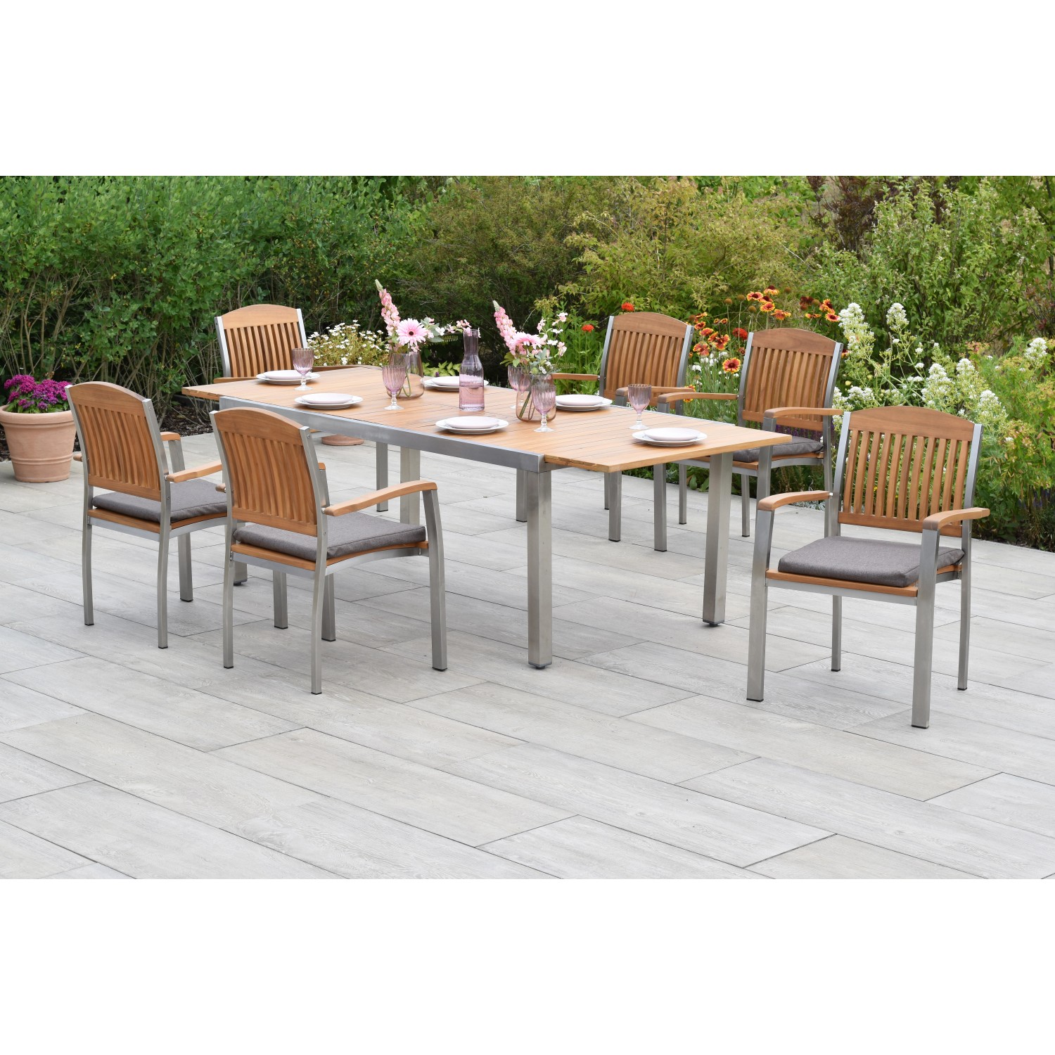 Merxx Keros Set 13-tlg. mit Gartentisch Ausziehbar 180/240 x 100 cm inkl. K günstig online kaufen