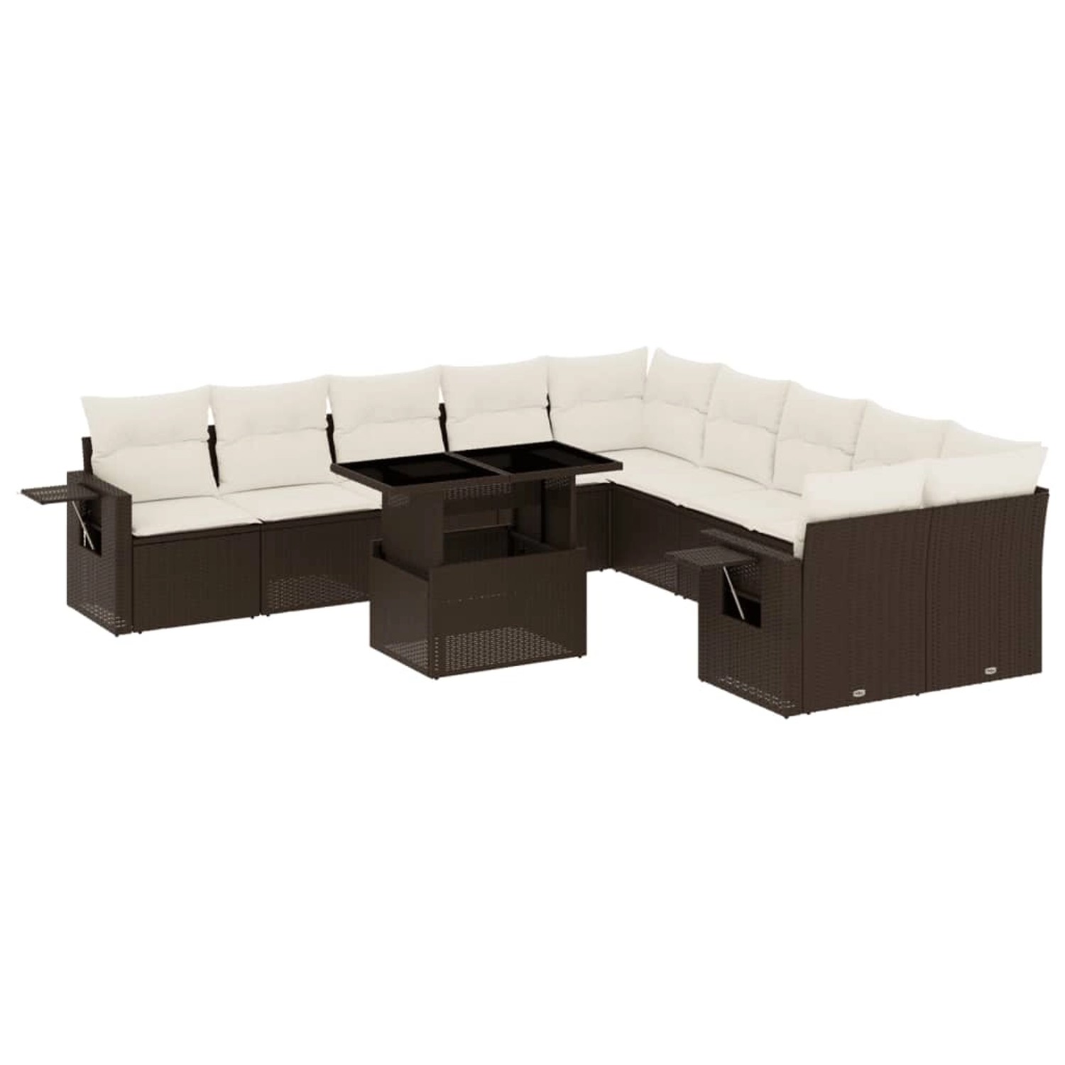 vidaXL 11-Tlg Garten-Sofagarnitur mit Kissen Braun Poly Rattan 3268173 günstig online kaufen