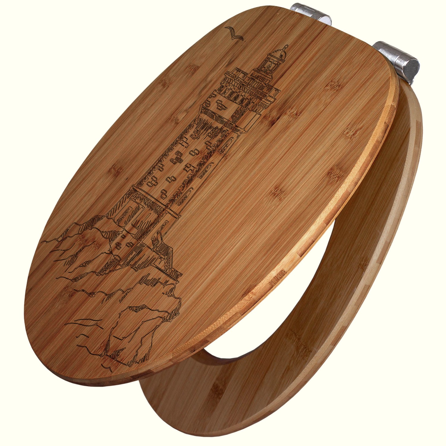 Banjado WC Sitz Bambus Holz Mit Gravur Toilettendeckel Mit Absenkautomatik günstig online kaufen