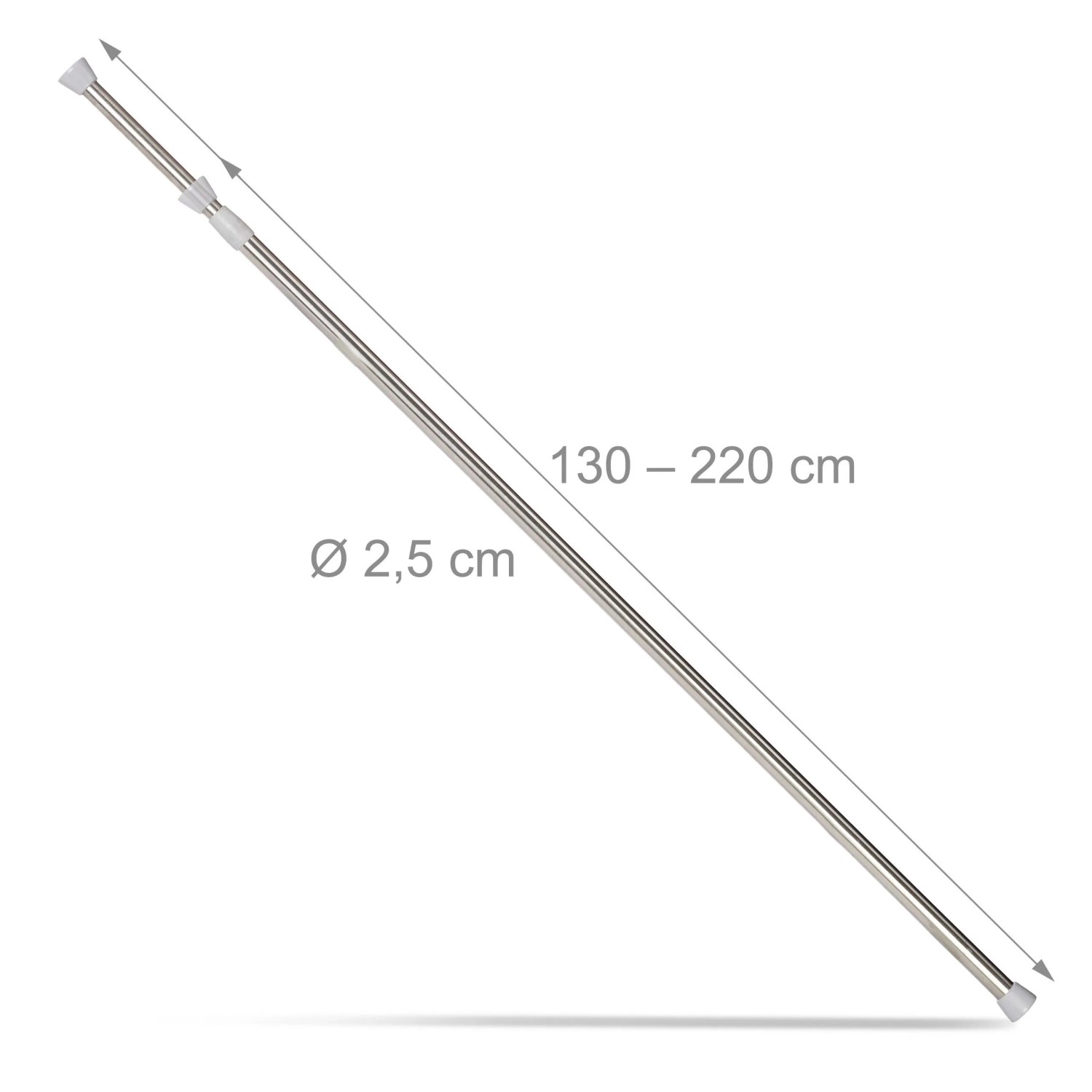 Relaxdays Teleskopstange Edelstahl Silber Verstellbar Rutschfest 130 cm x 220 cm_4