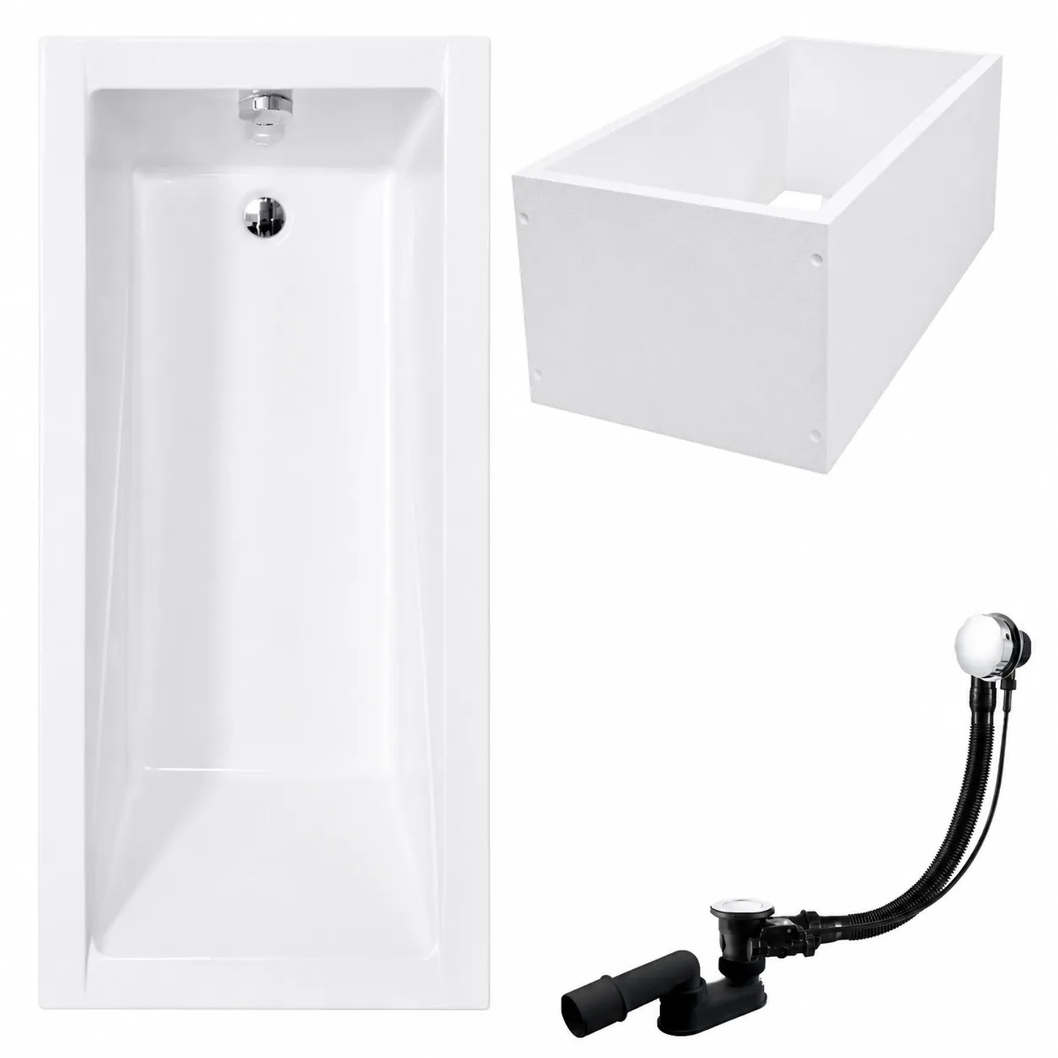 KOLMAN Badewanne Rechteck 150 x 70 Cm Mit Wannenträger Inkl. Ablauf Und Füße