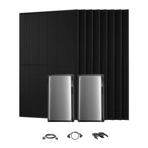 EcoFlow Balkonkraftwerk Set mit 8 Solarmodulen, 2 Speichern und Zubehör.