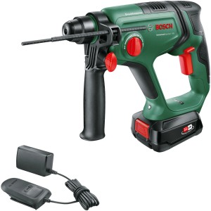 Bosch Akku-Bohrhammer UniversalHammer 18V mit Akku und Ladegerät im Koffer.