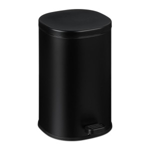 Relaxdays Badmülleimer Metall Schwarz mit Trittpedal Soft-Close 5 l 31,5 cm x 20,5 cm x 25 cm 1,2 kg