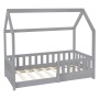 ML-Design Kinderbett 70x140 cm in Hellgrau mit Rausfallschutz und Lattenrost.