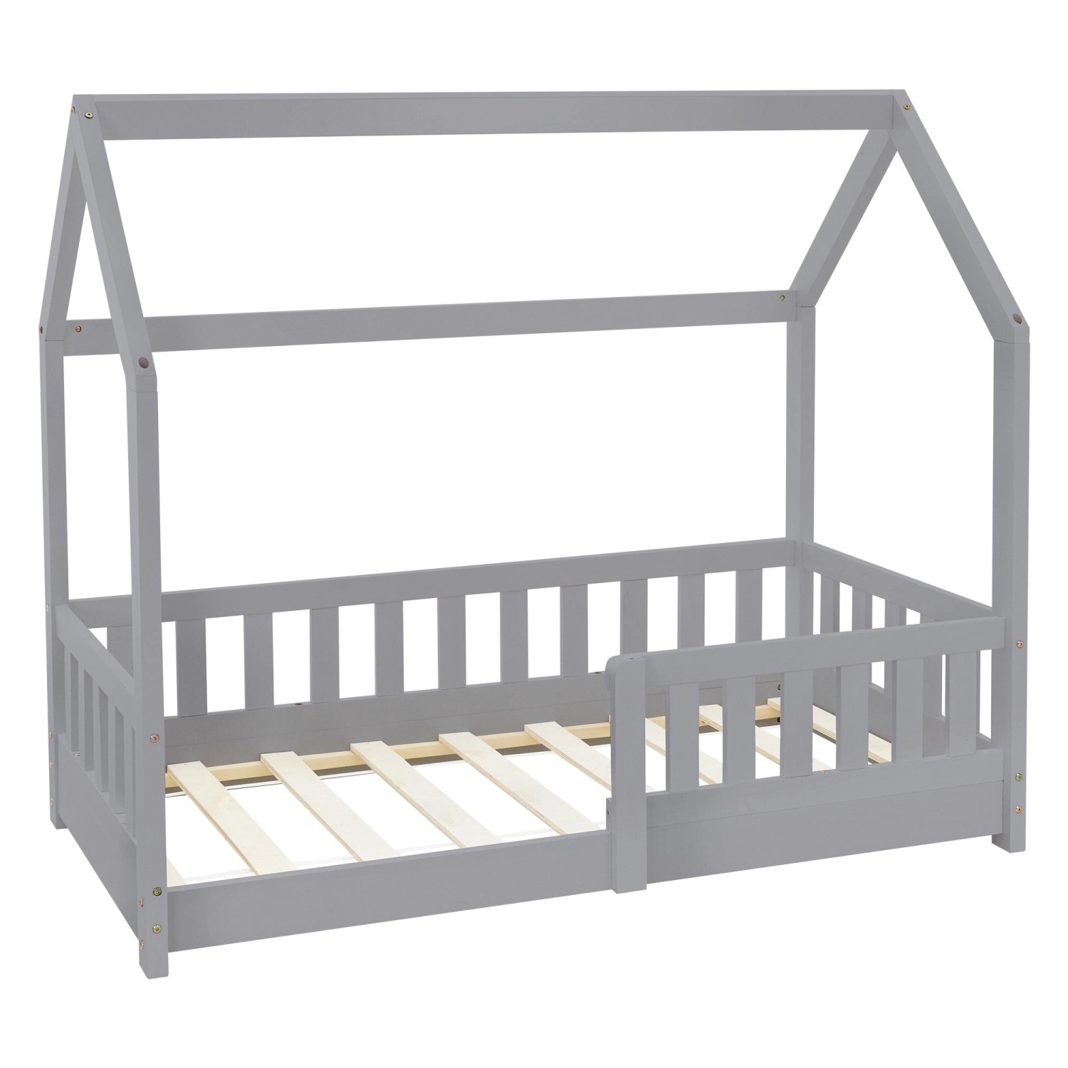 ML-Design Kinderbett 70x140 cm mit Rausfallschutz Lattenrost Hellgrau