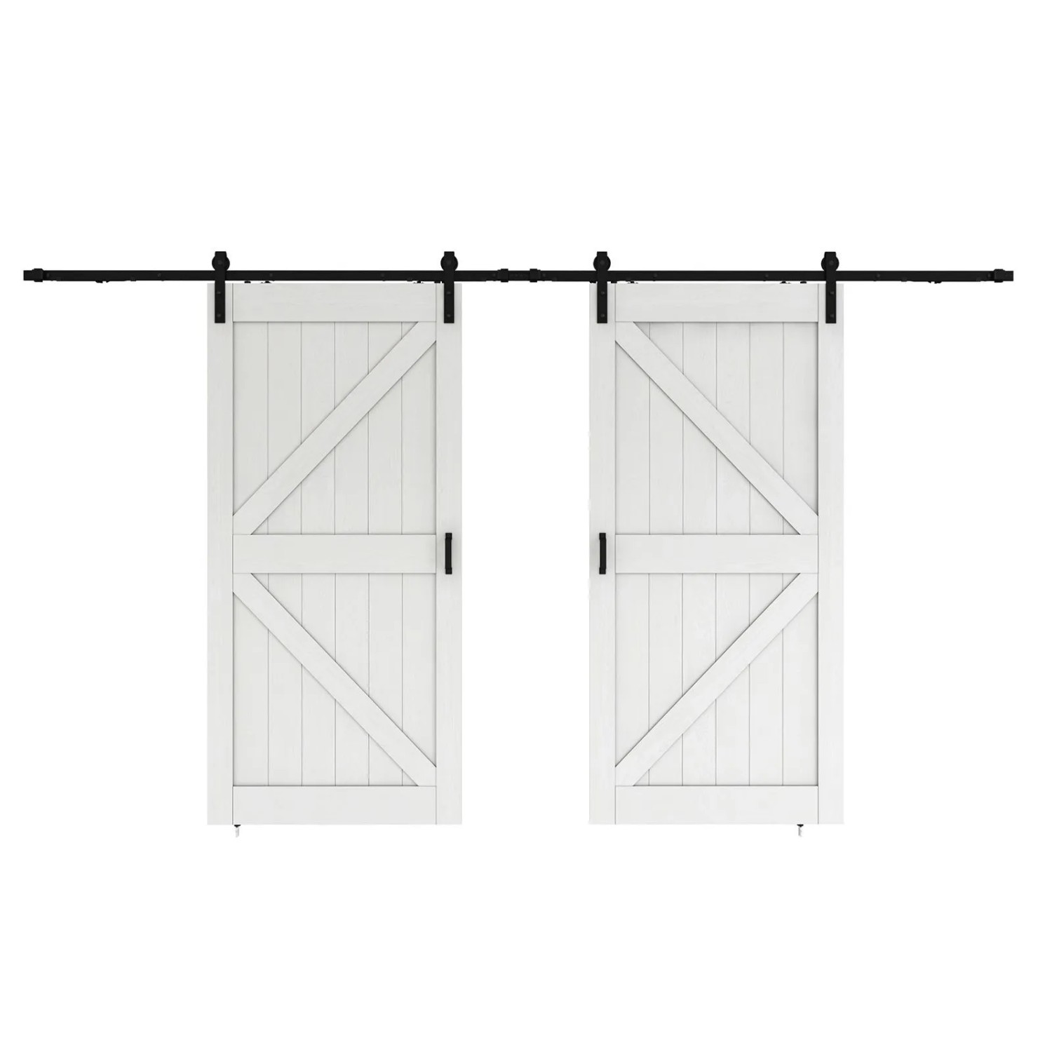 inova Holzschiebetür Weiß 2050 x 2150 mm Komplettset Schwarz inkl. 2Seitiger Softclose