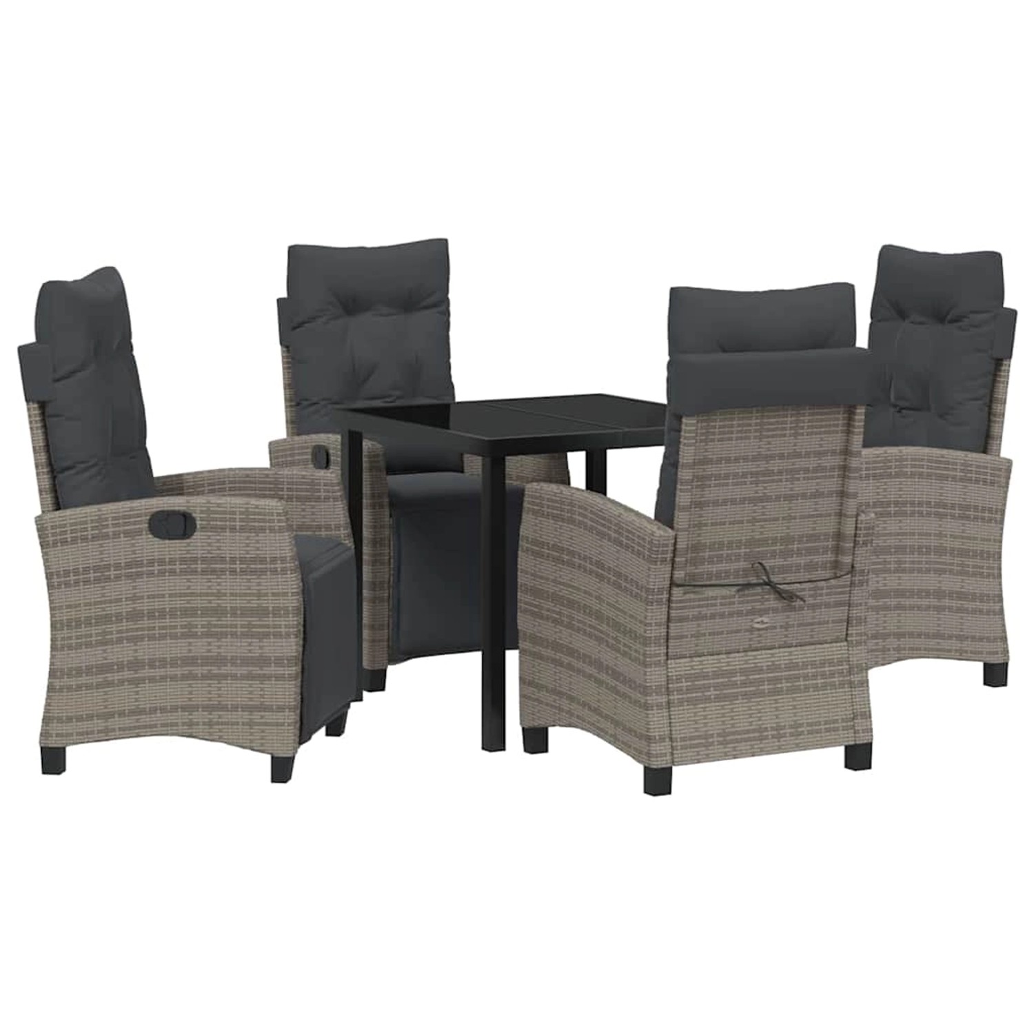 vidaXL Garten Essgruppe 5-Tlg Grau Poly Rattan 3380436 günstig online kaufen
