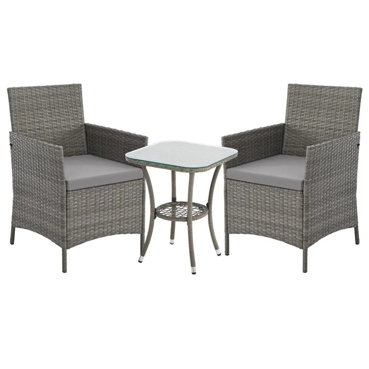 Svita Brooklyn Bistro Gartenmöbelset 3-tlg. Rattan Outdoor Gartenlounge Grau