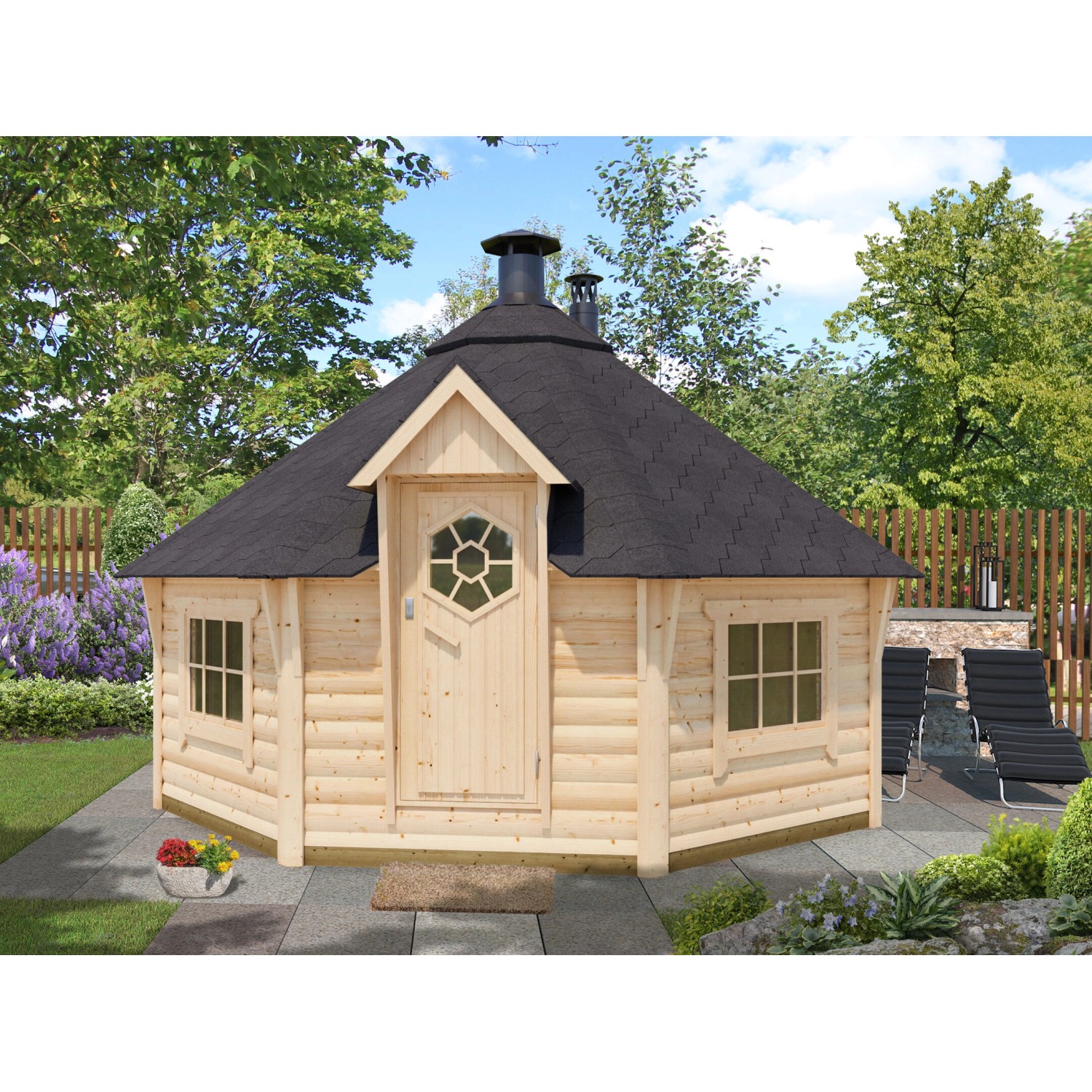 Fjordholz Grillkota mit Saunaraum Modell Smila 17m² günstig online kaufen