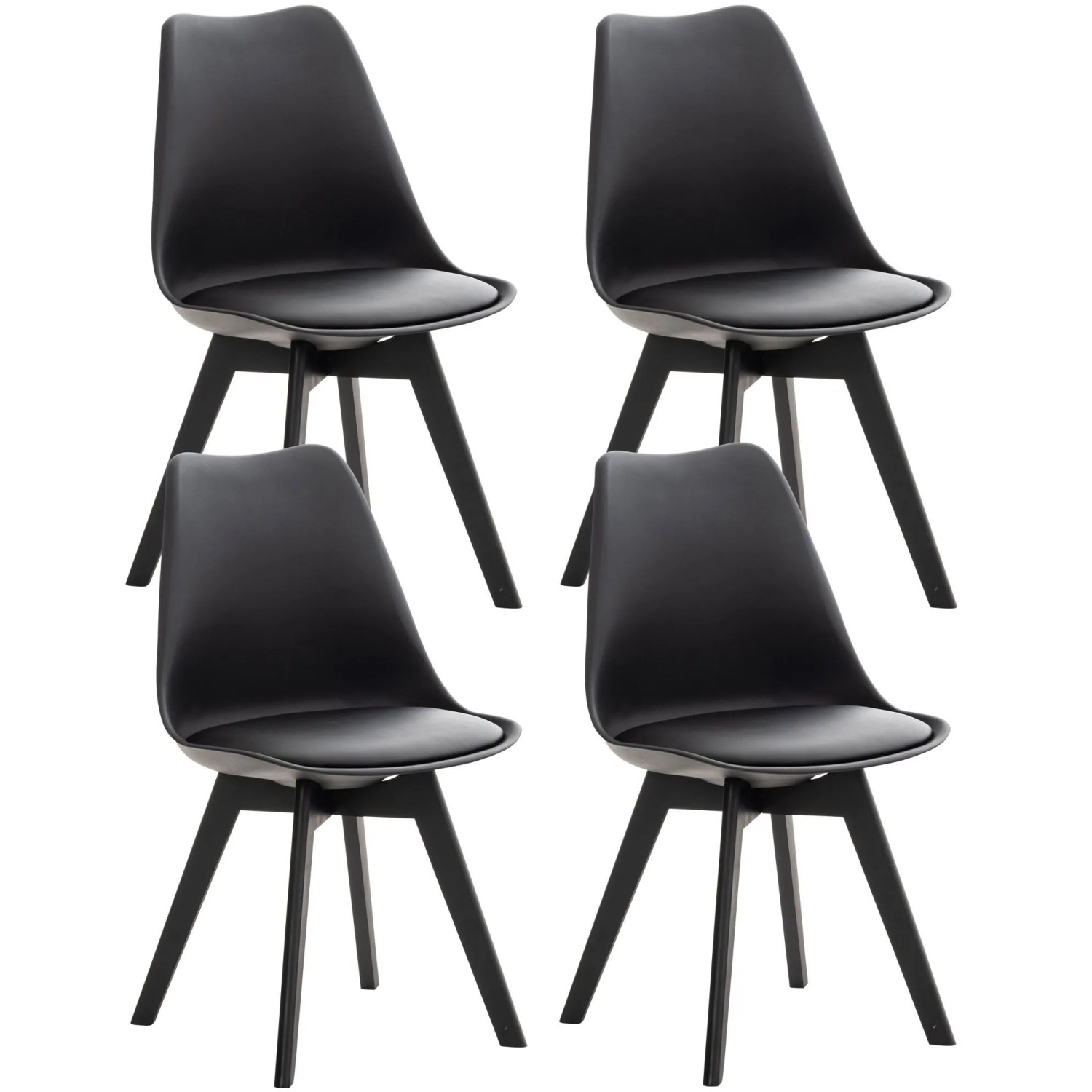 CLP 4er Set Esszimmerstuhl Linares schwarz/schwarz/Kunststoff