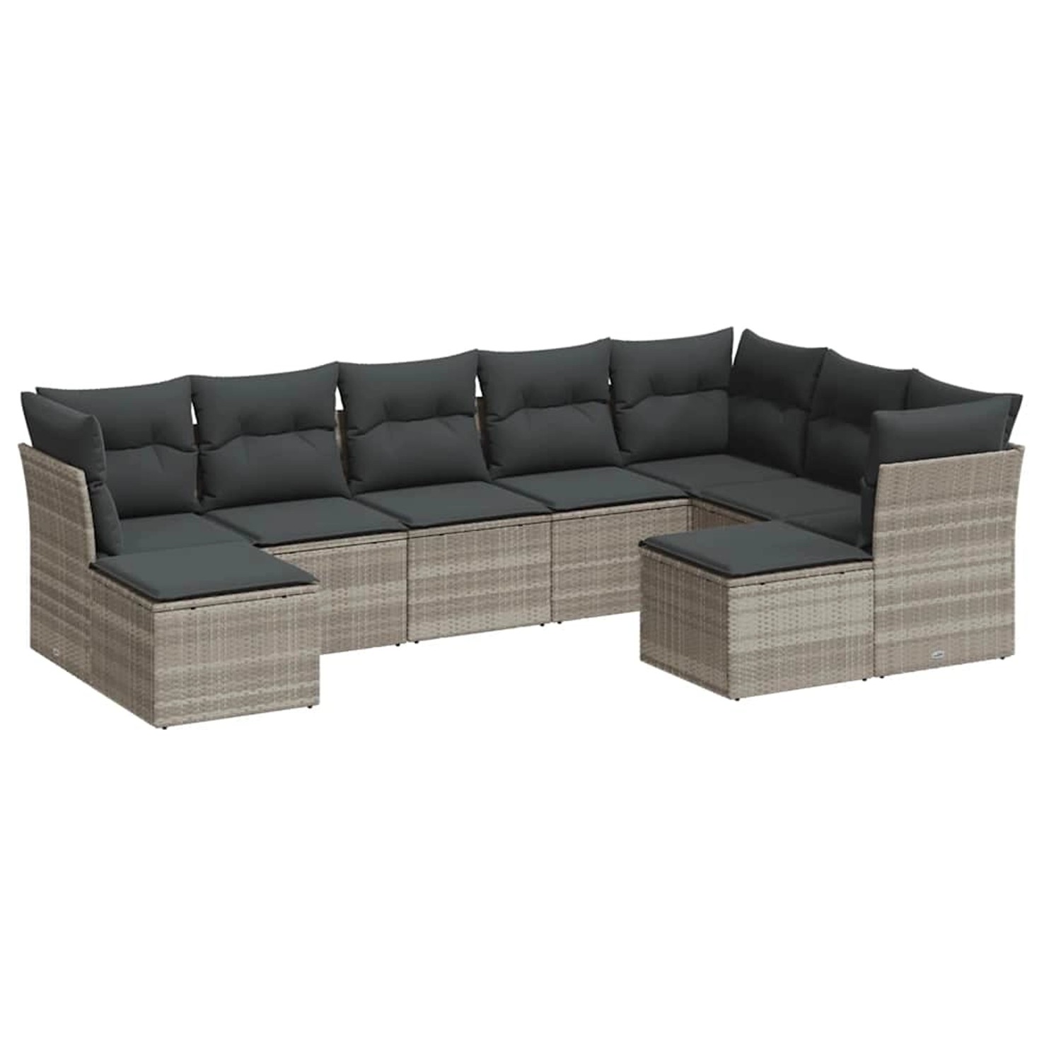 vidaXL 9-Tlg Garten-Sofagarnitur mit Kissen Hellgrau Poly Rattan 3250411 günstig online kaufen
