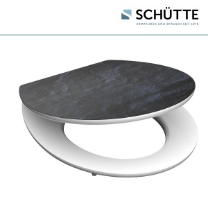 Schütte WC-Sitz Black Stone mit Absenkautomatik, Holzkern, modernes Design.